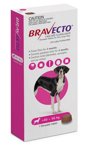 Bravecto Chews For Extra Large Dogs (Pink) 88-123lbs (40-56kg) - No Rx required