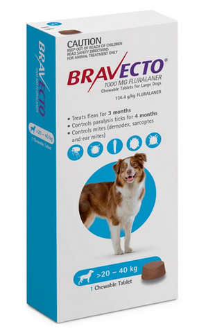 Bravecto Chews For Large Dogs (Blue) 44-88lbs (20-40kg) - No Rx required