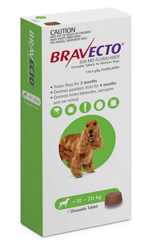 Bravecto Chews For Medium Dogs (Green) 22-44lbs (10-20kg) - No Rx required