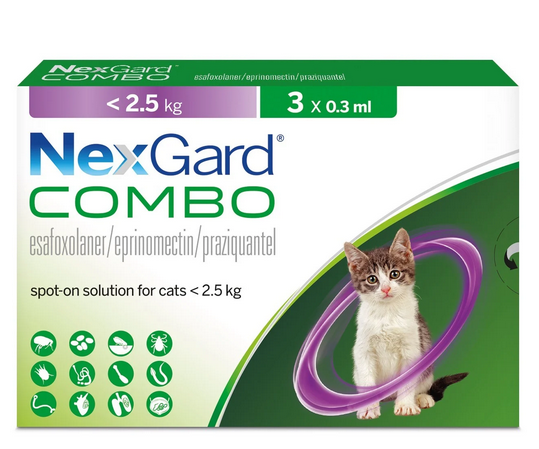 NexGard Combo Spot-On Solution for Cats (Purple) under 2.5kg (1-5lbs)