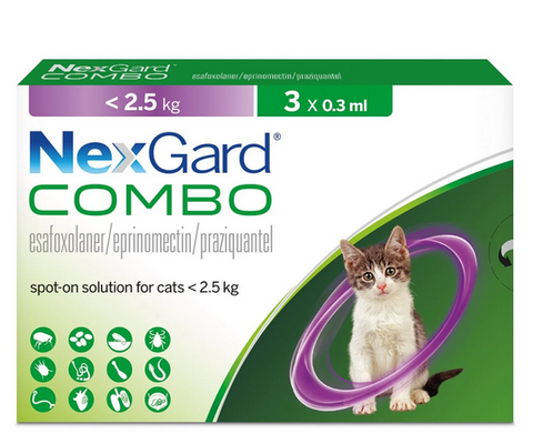 NexGard Combo Spot-On Solution for Cats (Purple) under 2.5kg (1-5lbs)