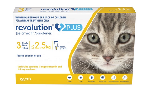 Revolution PLUS for Cats and Kittens (Gold): 1.25-2.5 kg (3-6 lbs) - No Rx required