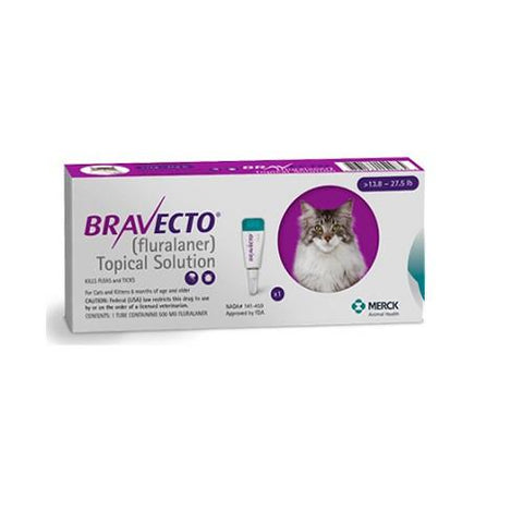 Bravecto 500mg Spot-On Solution For Large Cats 13.8-27.5lbs (6.25-12.5kg)