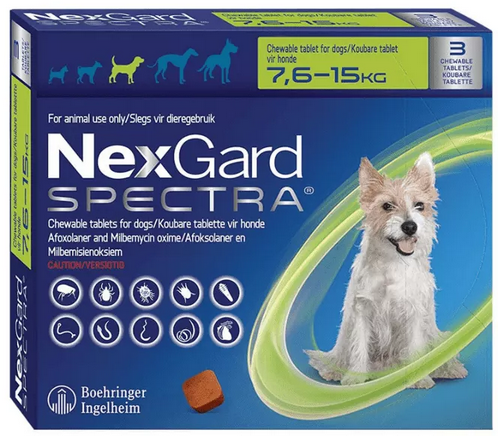 NexGard Spectra Medium Dog 7.5-15 Kg (16-33lbs) 3Pk