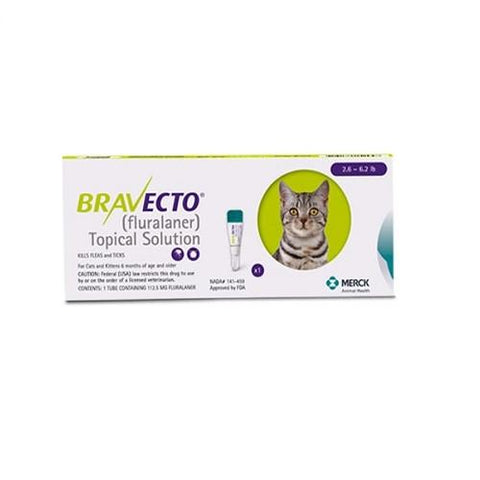 Bravecto 112.5mg Spot-On Solution For Small Cats 2.6-6.2lbs(1.2 - 2.8kg)