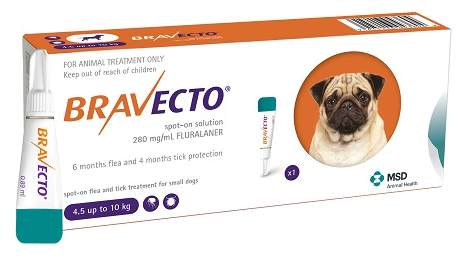 Bravecto Spot On Topical Small Dog 4.5-10kg (10-22lbs)