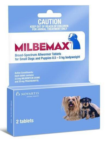 Milbemax Dog Wormer Small - Under 5Kg (11lbs) 2 Tab Pack